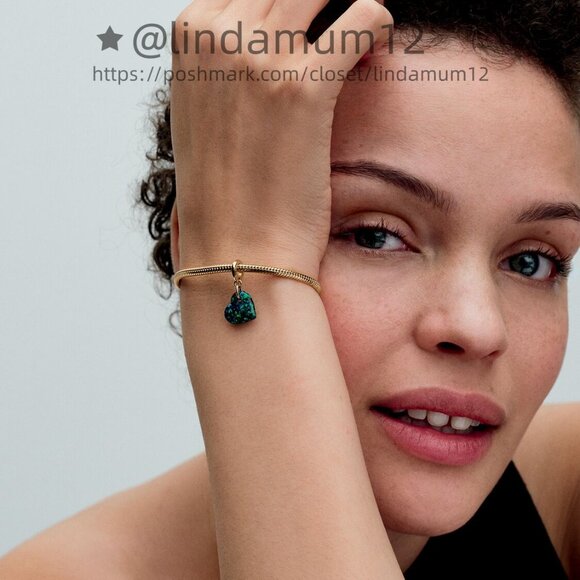 Pandora Opalescent Green Heart Dangle Charm - Picture 5 of 6